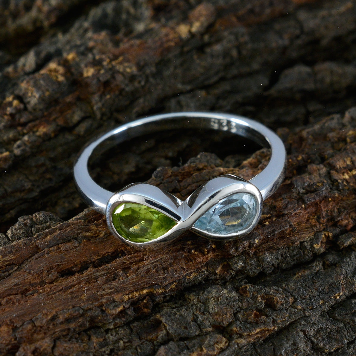 Multi Stone Toi et Moi Turkish Sterling Silver multicolor Gems Dainty Modern Ring Jewellery