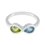 Multi Stone Toi et Moi Turkish Sterling Silver multicolor Gems Dainty Modern Ring Jewellery