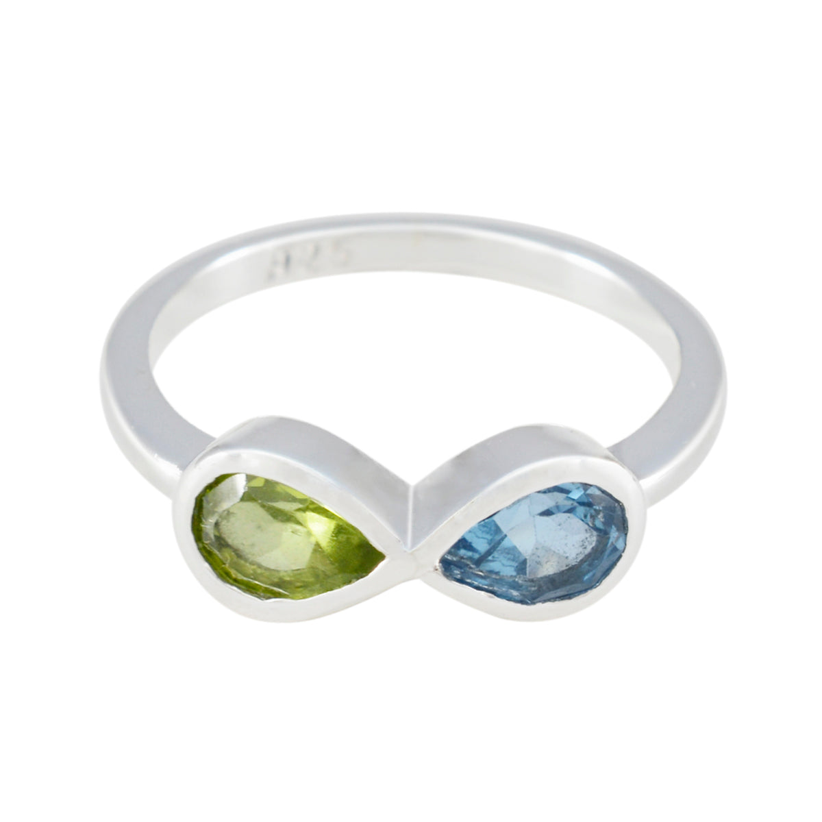 Multi Stone Toi et Moi Turkish Sterling Silver multicolor Gems Dainty Modern Ring Jewellery