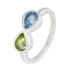 Multi Stone Toi et Moi Turkish Sterling Silver multicolor Gems Dainty Modern Ring Jewellery
