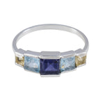 Multi Stone Penta Korean 925 Silver multicolor Gemstones Delicate Trendy Ring Jewellery