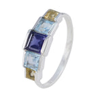 Multi Stone Penta Korean 925 Silver multicolor Gemstones Delicate Trendy Ring Jewellery