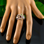 Multi Stone Hepta Russian Sterling Silver multicolor Gemstone Featherlight Cocktail Ring Jewellery