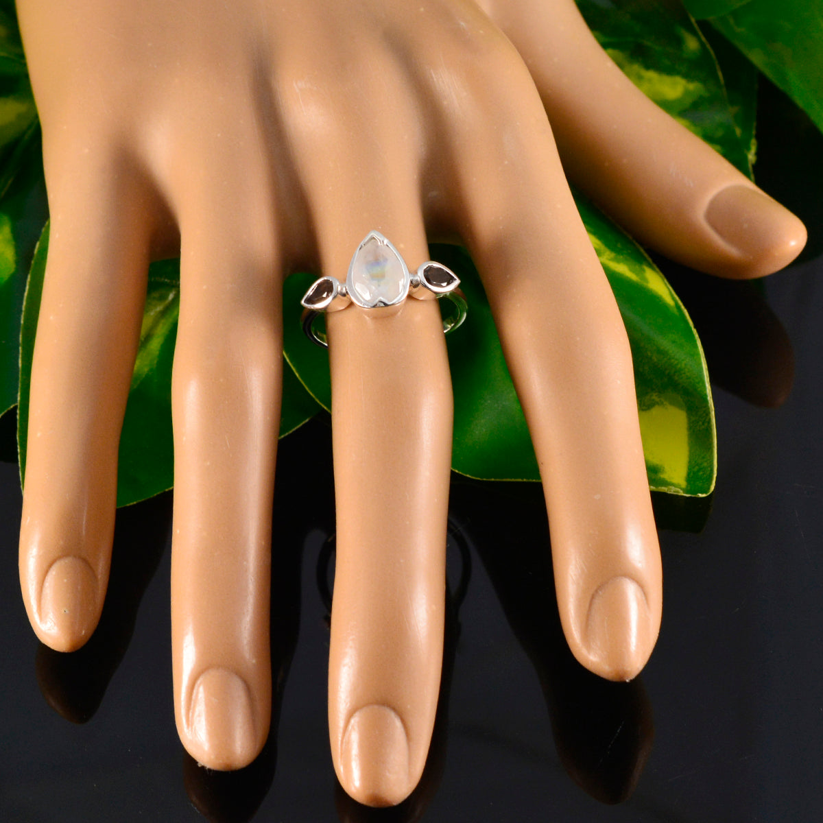 Multi Stone Trilogy Turkish Sterling Silver multicolor Gems Dainty Artisan Ring Jewelry