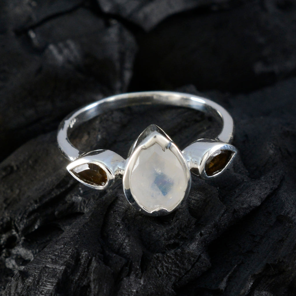 Multi Stone Trilogy Turkish Sterling Silver multicolor Gems Dainty Artisan Ring Jewelry