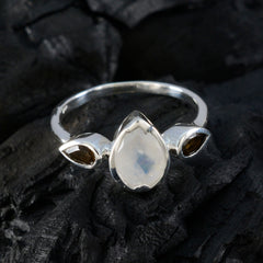 Multi Stone Trilogy Turkish Sterling Silver multicolor Gems Dainty Artisan Ring Jewelry