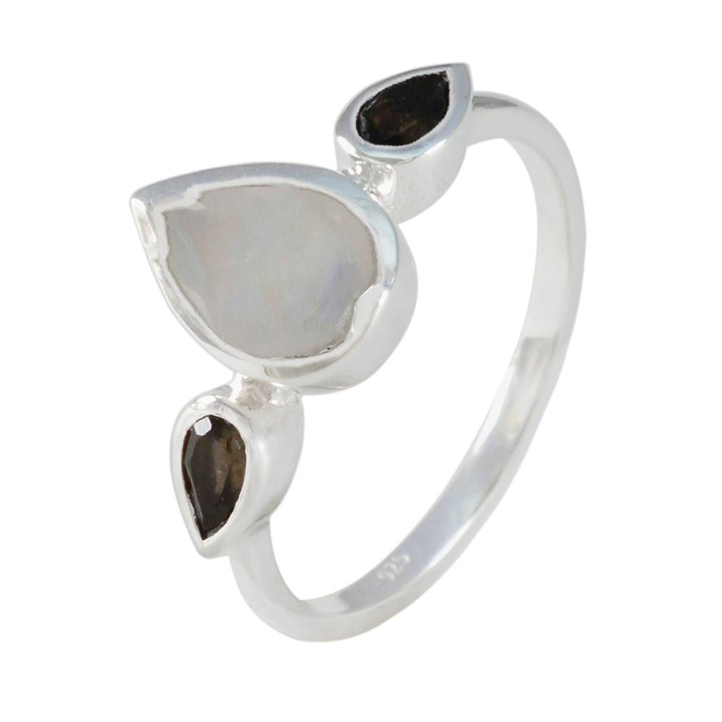 Multi Stone Trilogy Turkish Sterling Silver multicolor Gems Dainty Artisan Ring Jewelry
