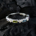 Multi Stone quarter Japanese 925 Sterling Silver multicolor Gemstone Dainty Trendy Band Jewelry