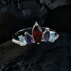 Multi Stone Penta Korean 925 Sterling Silver multicolor Gemstone Elegant  crown Ring Jewelry