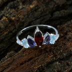 Multi Stone Penta Korean 925 Sterling Silver multicolor Gemstone Elegant  crown Ring Jewelry