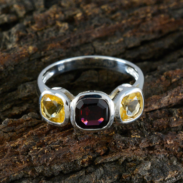 Multi Stone Trilogy African 92.5 Silver multicolor Gems Slim Graceful Ring Jewelry