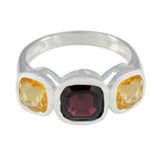 Multi Stone Trilogy African 92.5 Silver multicolor Gems Slim Graceful Ring Jewelry