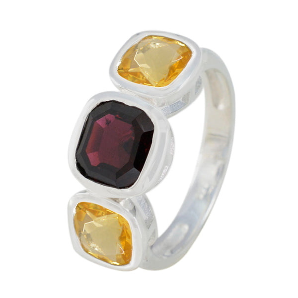 Multi Stone Trilogy African 92.5 Silver multicolor Gems Slim Graceful Ring Jewelry