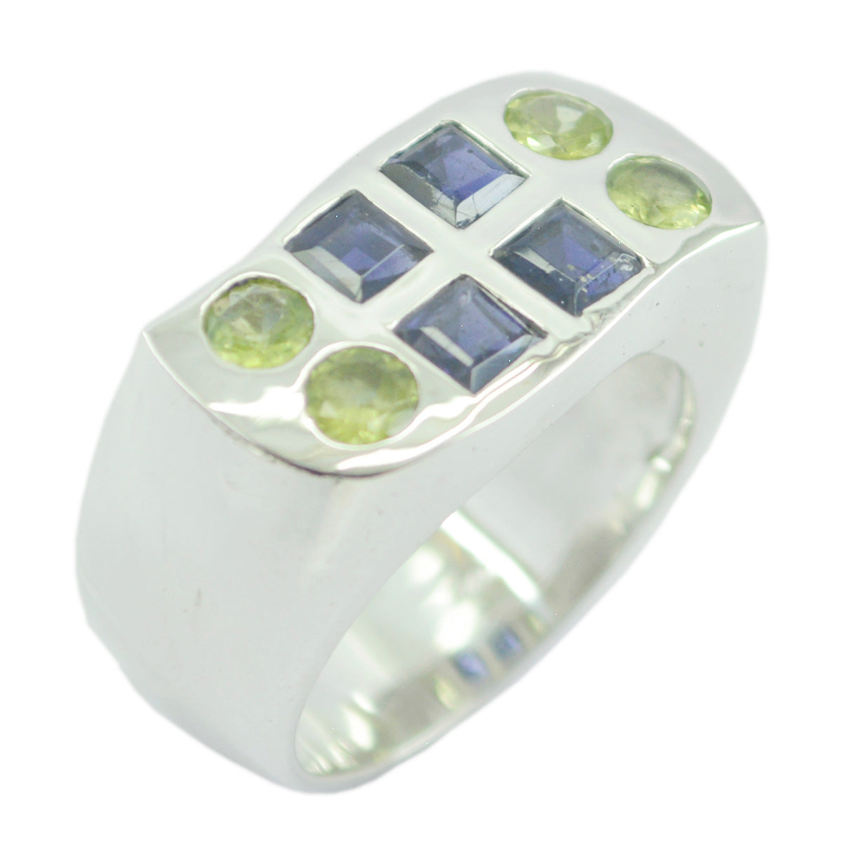 Multi Stone octa Spanish Silver multicolor Gemstone Chunky Cocktail Ring Jewelry Main image
