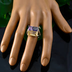 Multi Stone Trilogy Russian 925 Sterling Silver multicolor Gems Classic Trendy Ring Jewelry