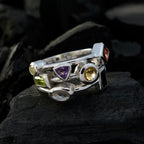 Multi Stone multiple French 925 Silver multicolor Gemstone Versatile Cocktail Ring Jewellery