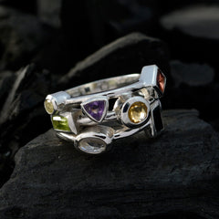 Multi Stone multiple French 925 Silver multicolor Gemstone Versatile Cocktail Ring Jewellery