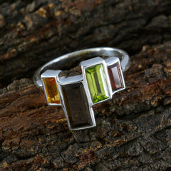 Multi Stone quarter African 925 Silver multicolor Gems Featherlight Cocktail Ring Jewelry