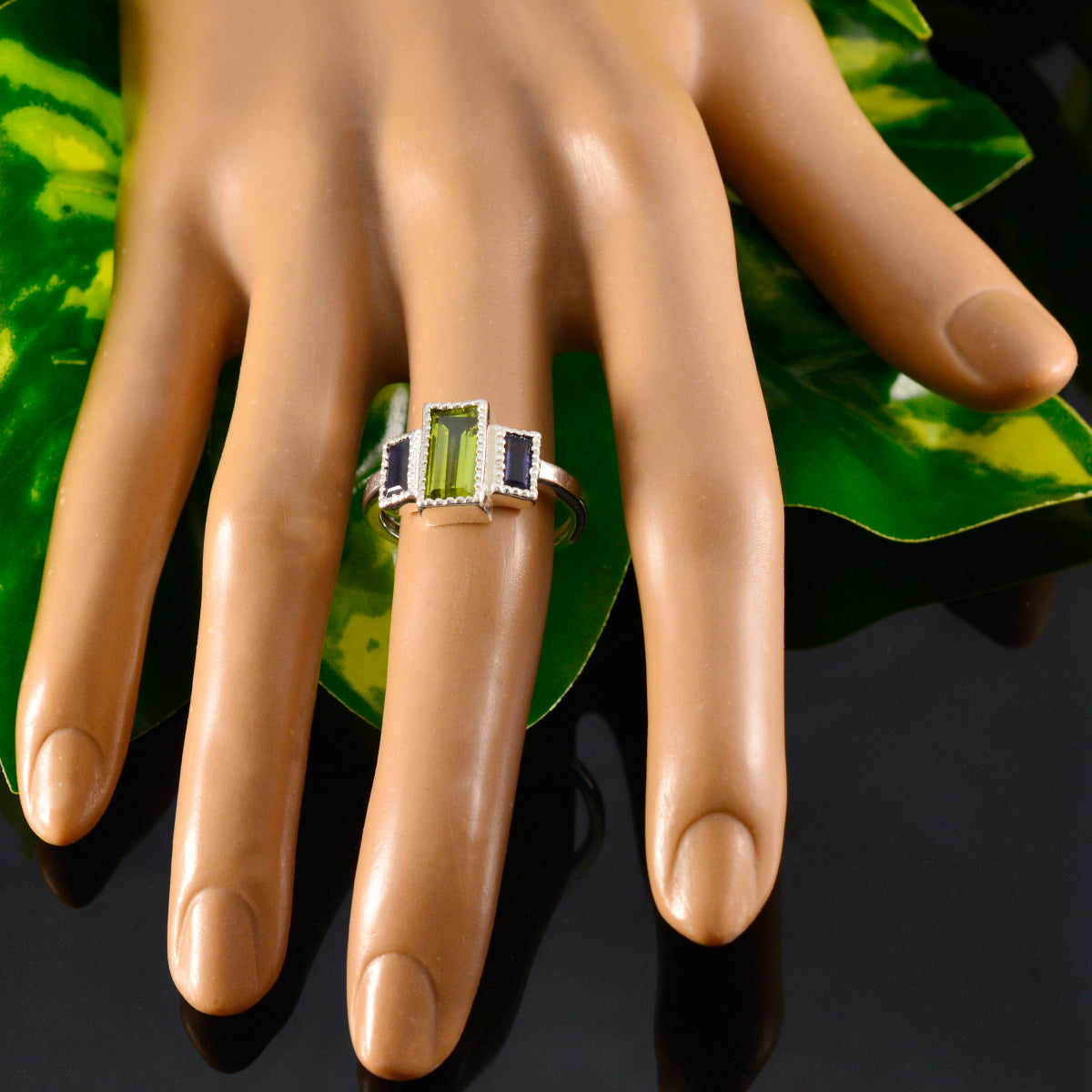 Multi Stone Trilogy African 92.5 Silver multicolor Gems Featherlight Modern Ring Jewellery