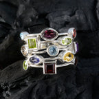 Multi Stone multiple Russian 92.5 Silver multicolor Gems Eye catching Cocktail Ring Jewellery