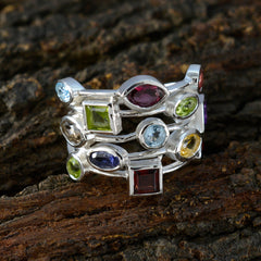 Multi Stone multiple Russian 92.5 Silver multicolor Gems Eye catching Cocktail Ring Jewellery