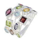 Multi Stone multiple Russian 92.5 Silver multicolor Gems Eye catching Cocktail Ring Jewellery