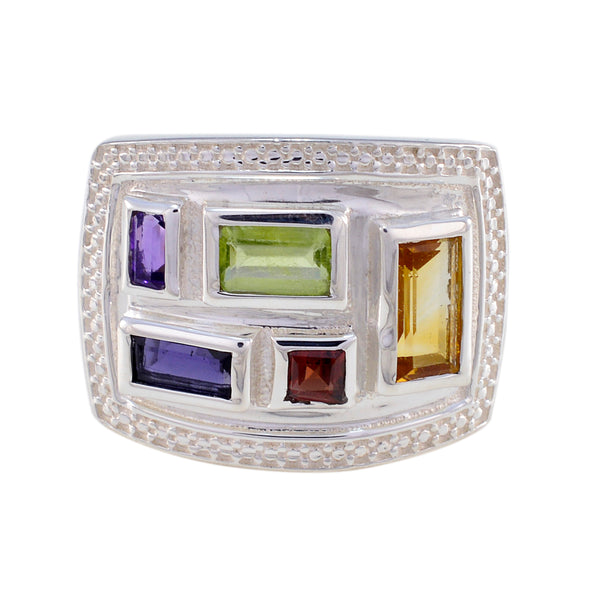 Multi Stone penta Moroccan 92.5 Silver multicolor Gems Versatile Cocktail Ring Jewelry