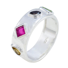 Multi Stone quarter German 925 Silver multicolor Gemstone Minimal Abstract Band Jewellery