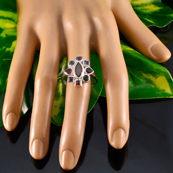 Multi Stone navratna Indian 925 Silver multicolor Gemstones Eye catching Cocktail Ring Jewellery