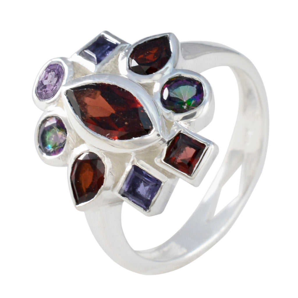 Multi Stone navratna Indian 925 Silver multicolor Gemstones Eye catching Cocktail Ring Jewellery