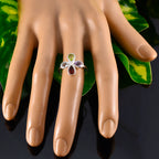 Multi Stone quarter Korean 925 Silver multicolor Gemstone Dainty Floral Ring Jewellery