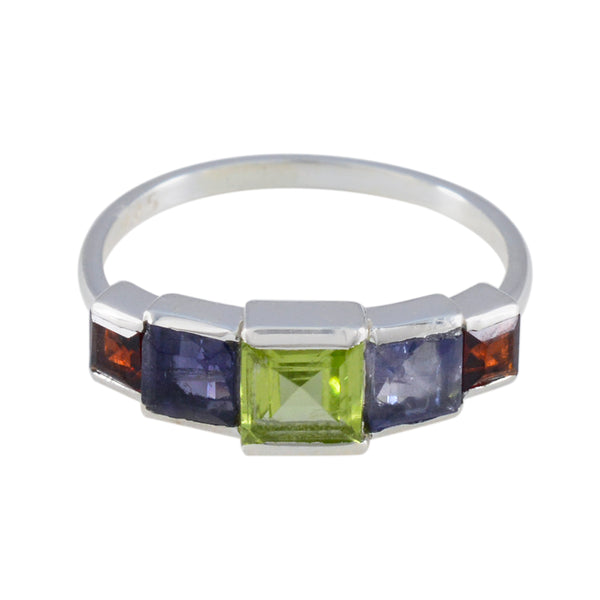 Multi Stone Penta Japanese 92.5 Silver multicolor Gems Delicate Romantic Ring Jewelry