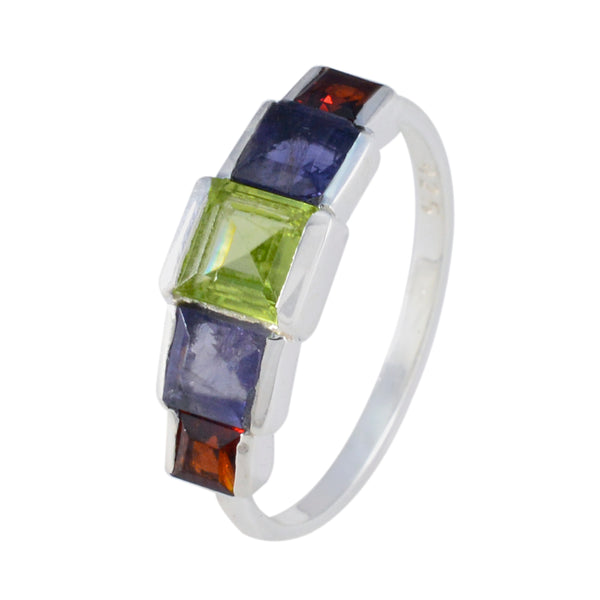 Multi Stone Penta Japanese 92.5 Silver multicolor Gems Delicate Romantic Ring Jewelry