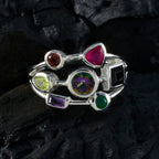 Multi Stone Hepta Moroccan 925 Silver multicolor Gemstones Featherlight Cocktail Ring Jewelry