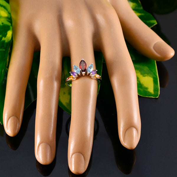 Multi Stone Hepta Turkish Silver multicolor Gemstone Dainty crown Ring Jewellery