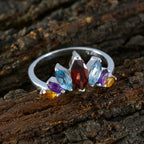 Multi Stone Hepta Turkish Silver multicolor Gemstone Dainty crown Ring Jewellery