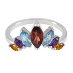 Multi Stone Hepta Turkish Silver multicolor Gemstone Dainty crown Ring Jewellery