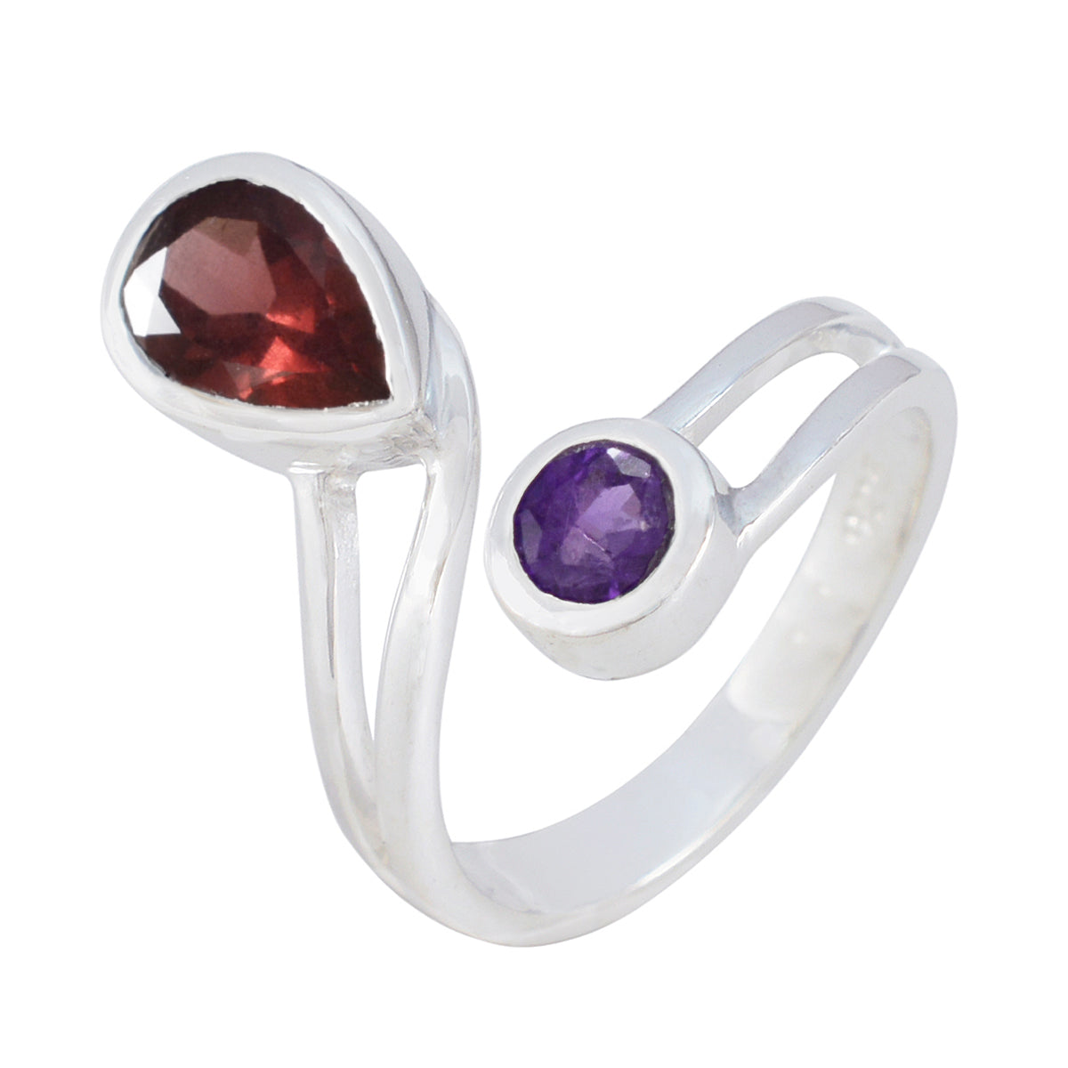 Multi Stone Toi et Moi Egyptian 925 Silver multicolor Gemstone Tiny Contemporary Ring Jewelry