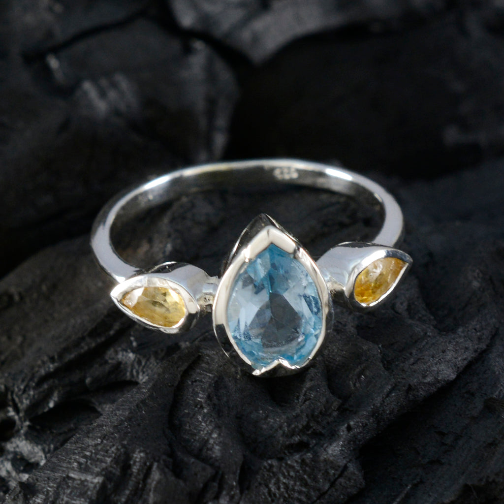 Multi Stone Trilogy American 925 Silver multicolor Gemstone Dainty Boho Ring Jewellery