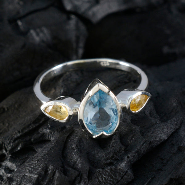 Multi Stone Trilogy American 925 Silver multicolor Gemstone Dainty Boho Ring Jewellery