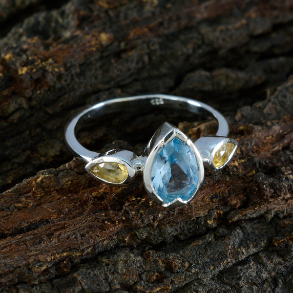 Multi Stone Trilogy American 925 Silver multicolor Gemstone Dainty Boho Ring Jewellery