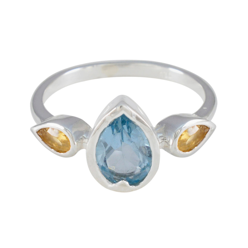 Multi Stone Trilogy American 925 Silver multicolor Gemstone Dainty Boho Ring Jewellery