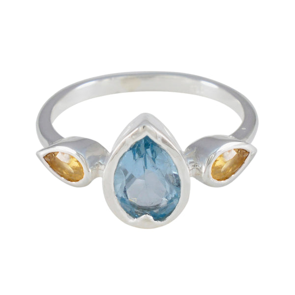 Multi Stone Trilogy American 925 Silver multicolor Gemstone Dainty Boho Ring Jewellery