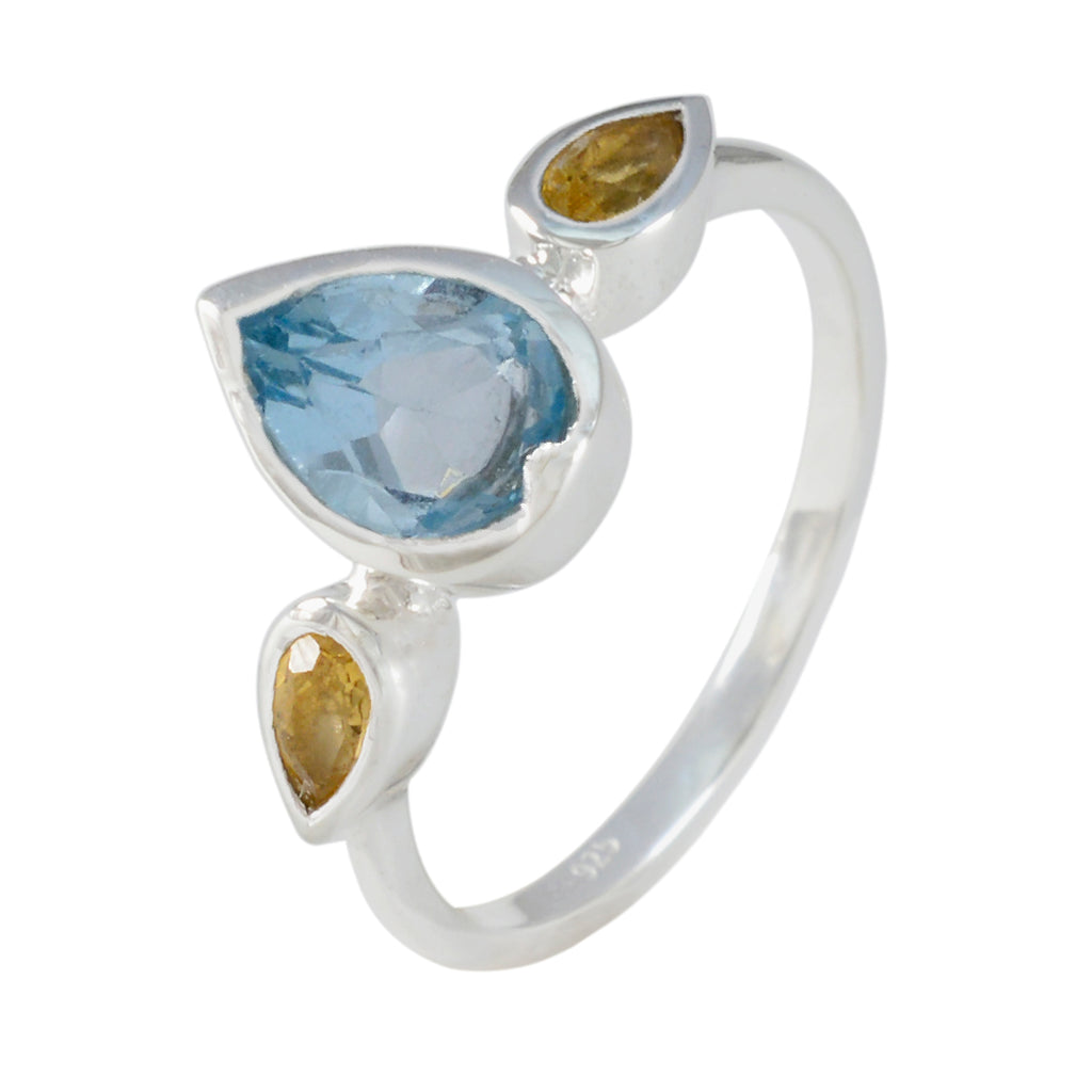 Multi Stone Trilogy American 925 Silver multicolor Gemstone Dainty Boho Ring Jewellery