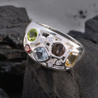 Multi Stone quarter French 92.5 Silver multicolor Gemstones Eye catching Contemporary Ring Jewellery