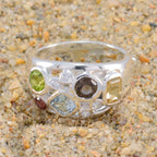 Multi Stone quarter French 92.5 Silver multicolor Gemstones Eye catching Contemporary Ring Jewellery