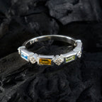 Multi Stone quarter Turkish Silver multicolor Gemstones Dainty Trendy Band Jewellery