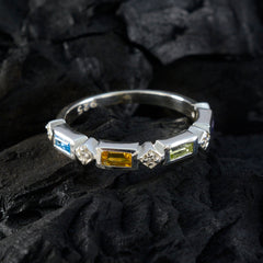 Multi Stone quarter Turkish Silver multicolor Gemstones Dainty Trendy Band Jewellery