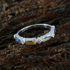 Multi Stone quarter Turkish Silver multicolor Gemstones Dainty Trendy Band Jewellery