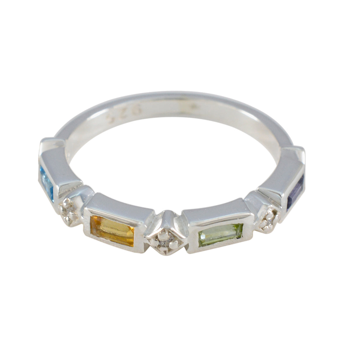 Multi Stone quarter Turkish Silver multicolor Gemstones Dainty Trendy Band Jewellery